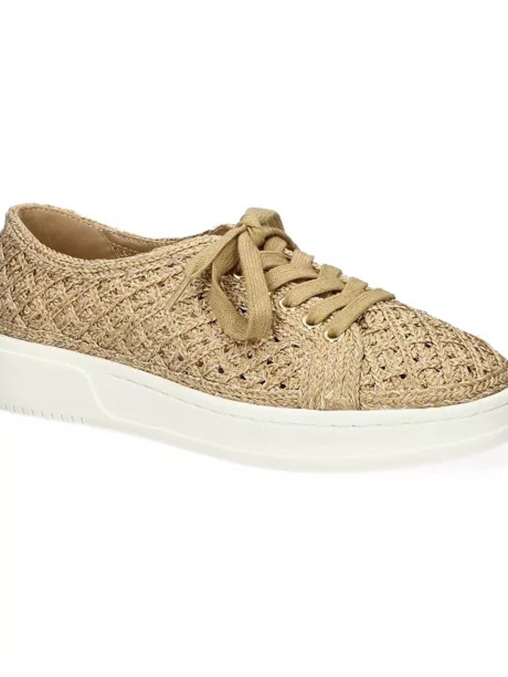 Charles David Woven Lace-Up Sneakers - Tan and White, Like new